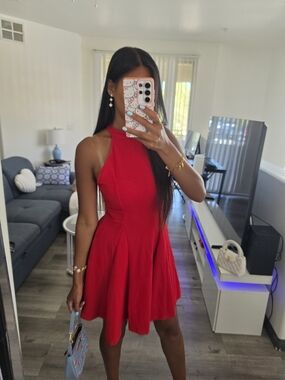 Zara Red Halter Mini Dress